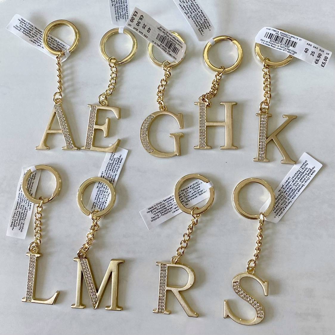 European and American letters Key stick gold -colored British pure original pendant accessories hanging jewelry bag hanging