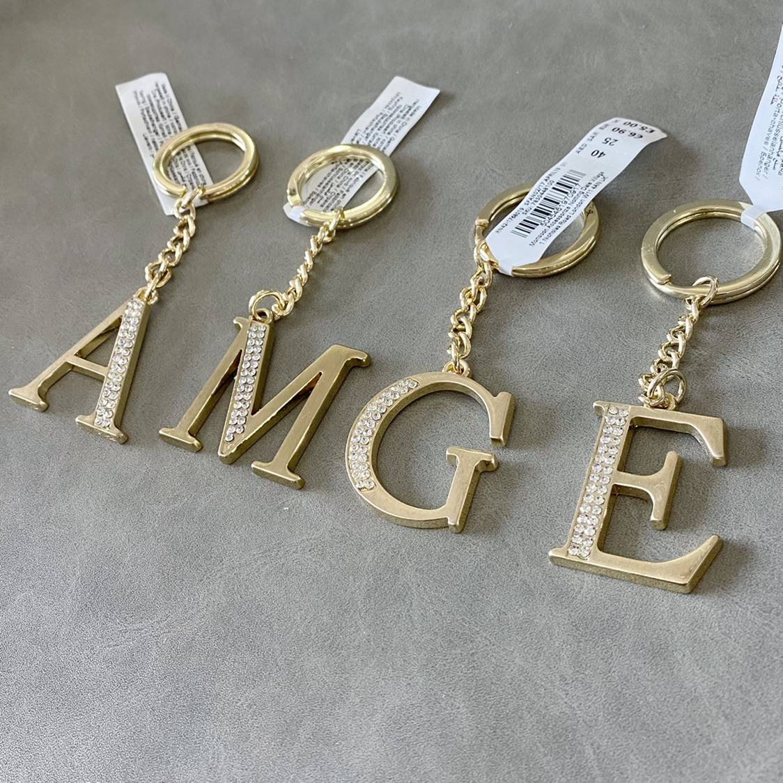 European and American letters Key stick gold -colored British pure original pendant accessories hanging jewelry bag hanging