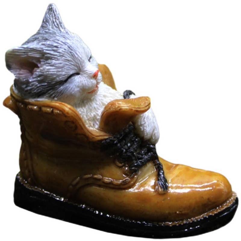 Creative Fun Cute Boots Kitten Micro Landscape Slash Flower Basin Scene Cat Model Decoration Crafts