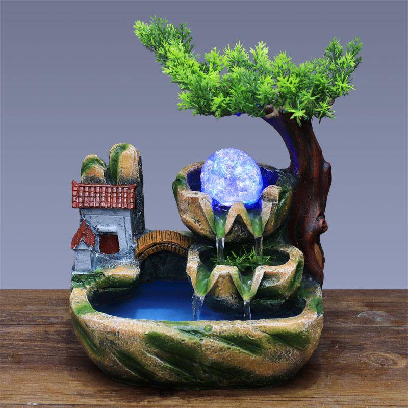 Genuine Yiwu Di Beach Creative Decoration Small Desktop Swing New Small Fake Mountain Fountain Modern and Simple