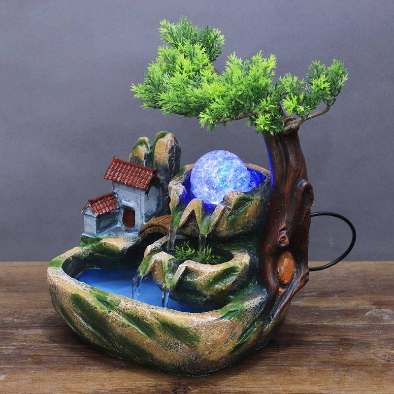 Genuine Yiwu Di Beach Creative Decoration Small Desktop Swing New Small Fake Mountain Fountain Modern and Simple