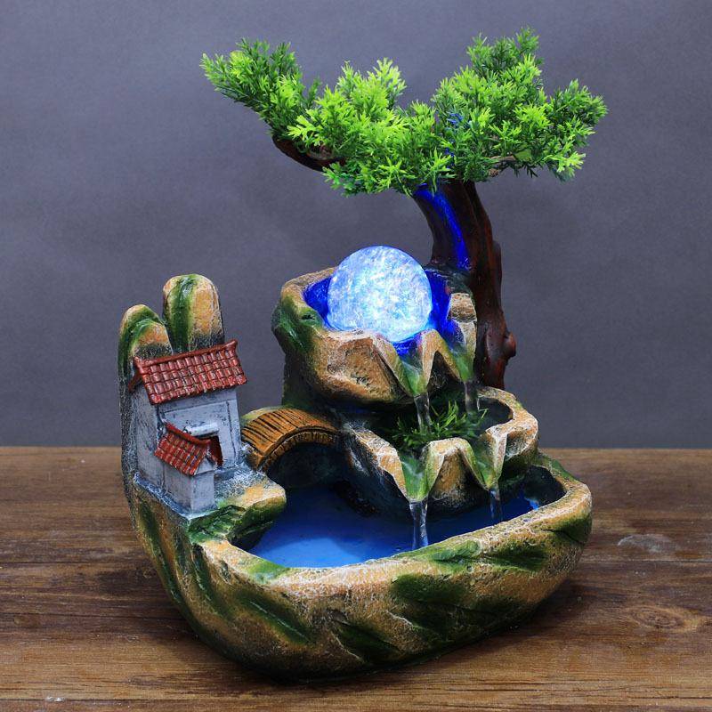 Genuine Yiwu Di Beach Creative Decoration Small Desktop Swing New Small Fake Mountain Fountain Modern and Simple