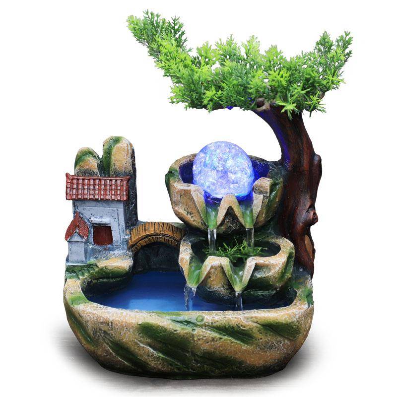 Genuine Yiwu Di Beach Creative Decoration Small Desktop Swing New Small Fake Mountain Fountain Modern and Simple