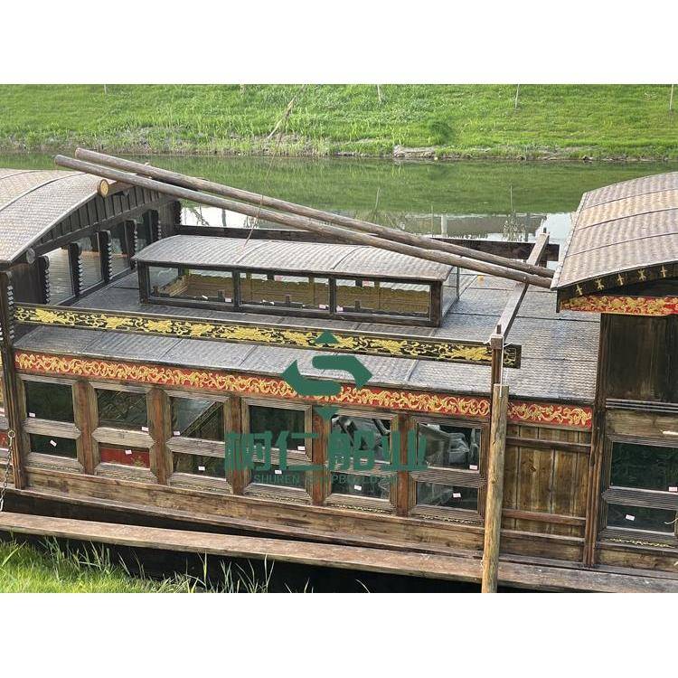 Custom large -scale outdoor water Jiaxing Nanhu Red Ship Wood One Exhibition Hall Decoration Swing Hall Memorial Landscape