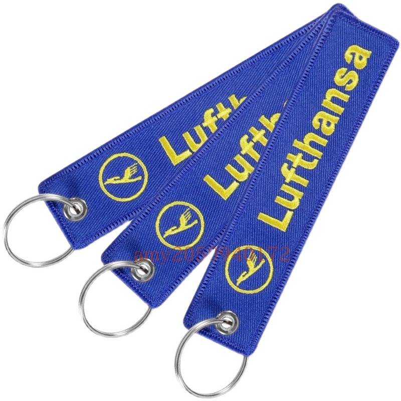 Exit Germany Hansha Aviation Embroidery keychain Lufthansa double -sided high -quality key chain night bag pendant