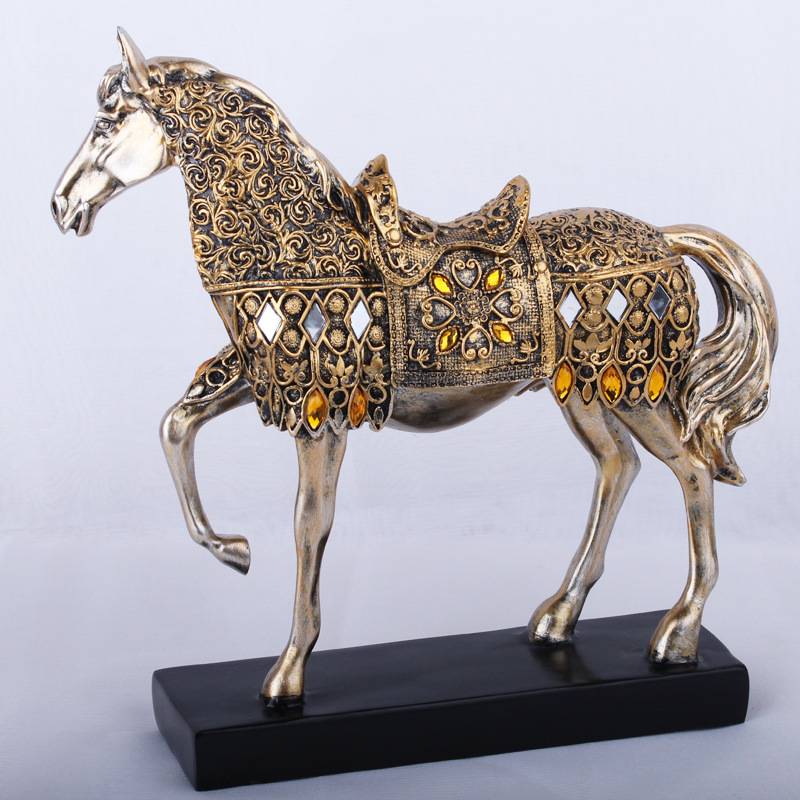 Resin Crafts Golden War Horse Home Decoration Living Room Study Room Creative Business Gift Manufacturers