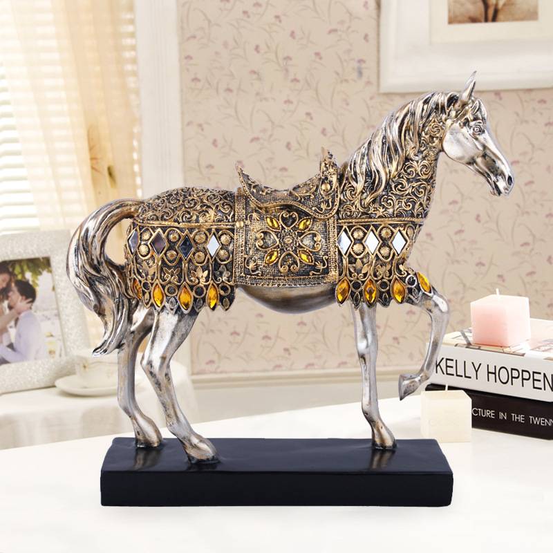 Resin Crafts Golden War Horse Home Decoration Living Room Study Room Creative Business Gift Manufacturers
