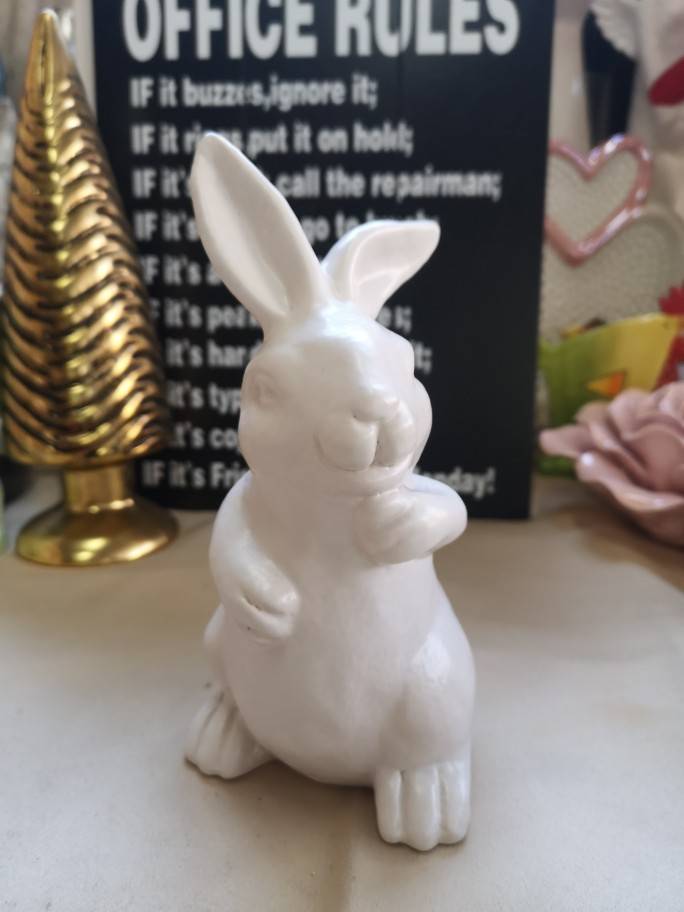 "Ink Porcelain" porcelain craftsmanship ceramic little white rabbit decoration garden decoration
