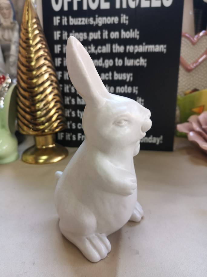 "Ink Porcelain" porcelain craftsmanship ceramic little white rabbit decoration garden decoration