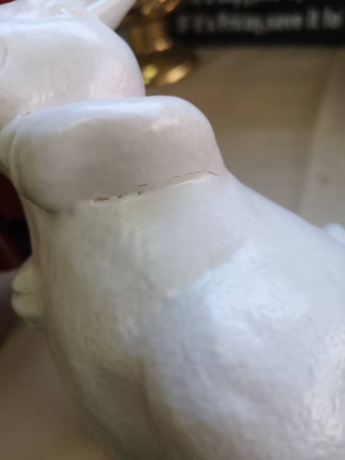 "Ink Porcelain" porcelain craftsmanship ceramic little white rabbit decoration garden decoration