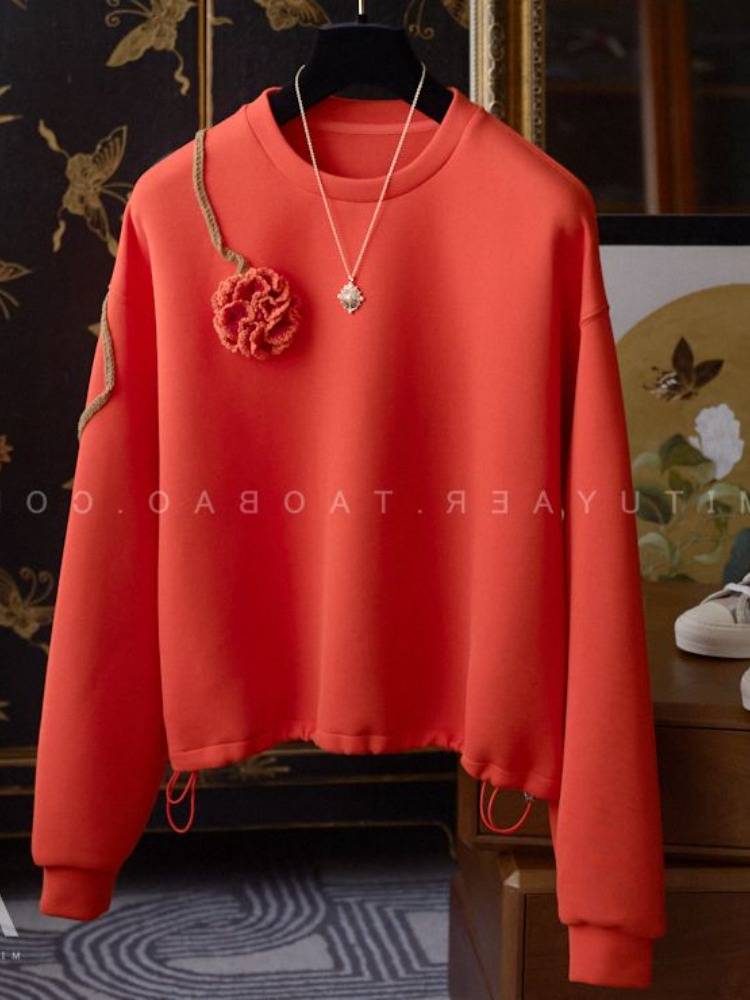 Cotton cotton cotton coat sweater under the hook flowers