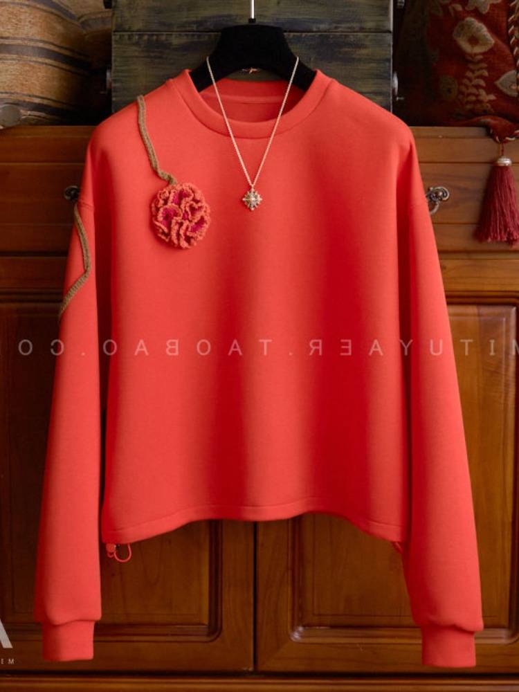 Cotton cotton cotton coat sweater under the hook flowers