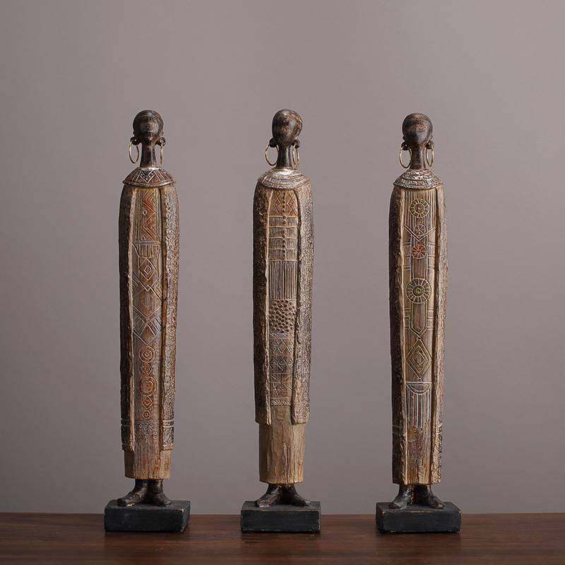 African decorative tribe female art portrait decoration retro old -fashioned old style living room TV cabinet desktop crafts