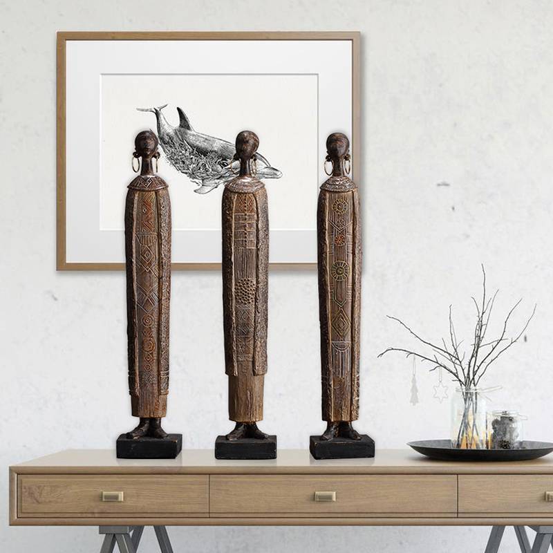 African decorative tribe female art portrait decoration retro old -fashioned old style living room TV cabinet desktop crafts