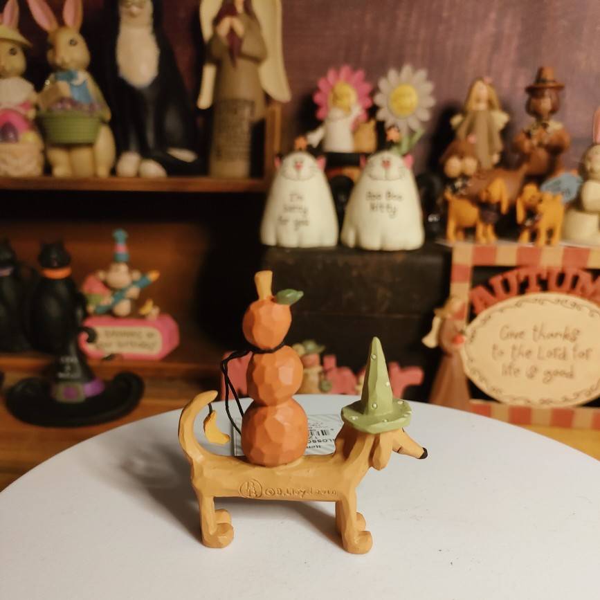 85253 Fuli resin ornament Tail single new old goods stock stock pumpkin puppy retro Thanksgiving gift