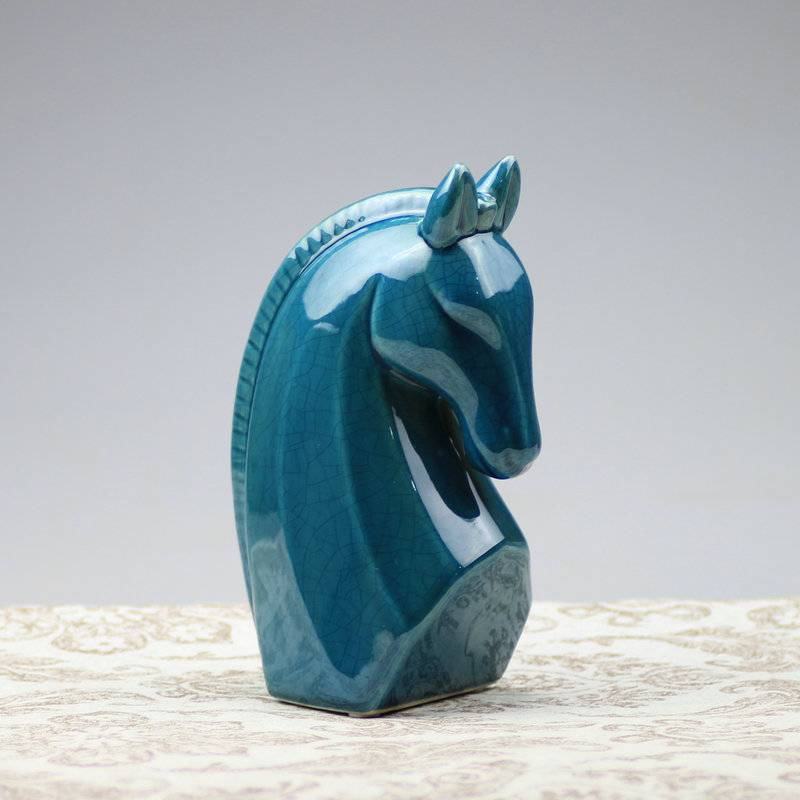 New product Jane Ouyi Ceramic White Home Model Family House Cabinet Show Decoration Horse Head Y Working Animals
