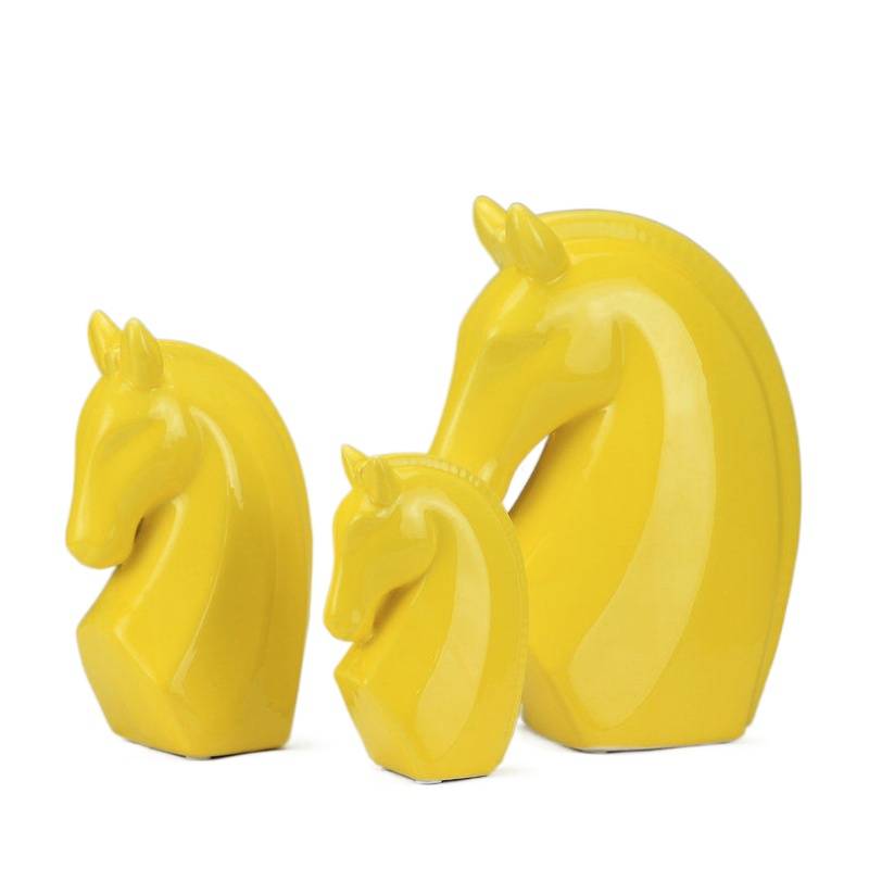 New product Jane Ouyi Ceramic White Home Model Family House Cabinet Show Decoration Horse Head Y Working Animals