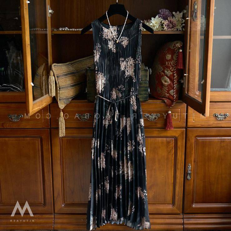 Printing belt vest and ankle dress female