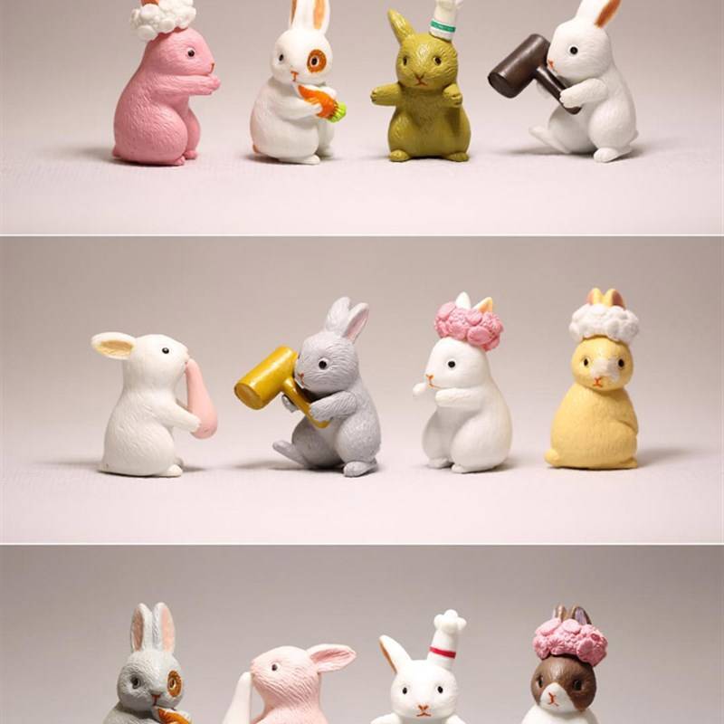 Prose simulation animal Bunny Japanese cute little animal micro -landscape hand -made model decoration