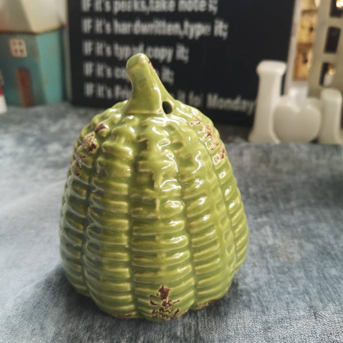 "Ink Porcelain" Porcelain Crafts Ceramic Green Retro Pumpkin Swing Decoration