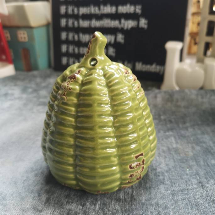 "Ink Porcelain" Porcelain Crafts Ceramic Green Retro Pumpkin Swing Decoration
