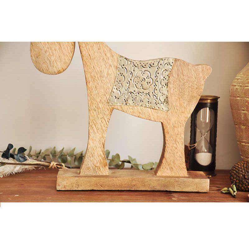 Indian imported handmade retro rural solid wood deer craftsmanship Christmas scene decoration decoration