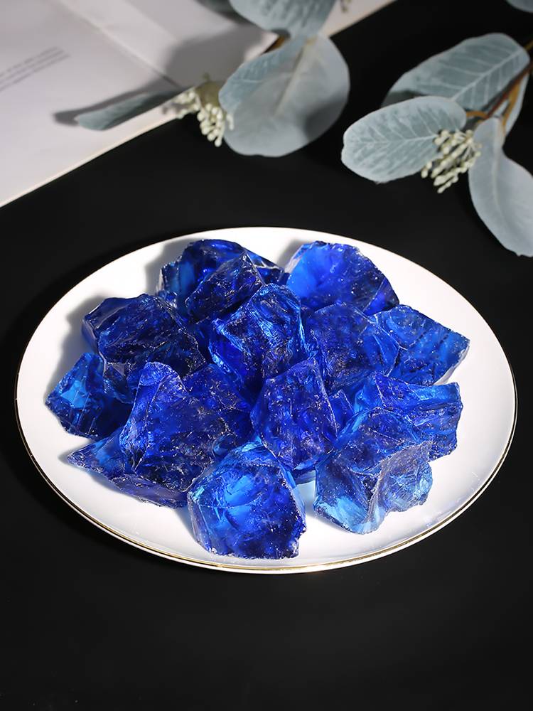 Dark blue fish tank landscaping glazed stone