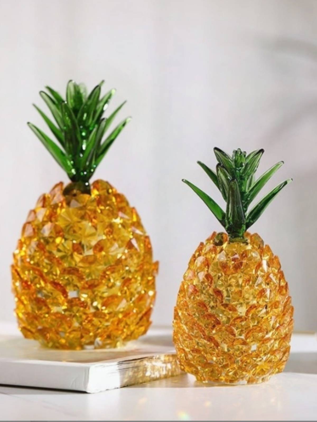 Crystal pineapple living room wine cabinet desktop crafts decoration three -piece dzmy
