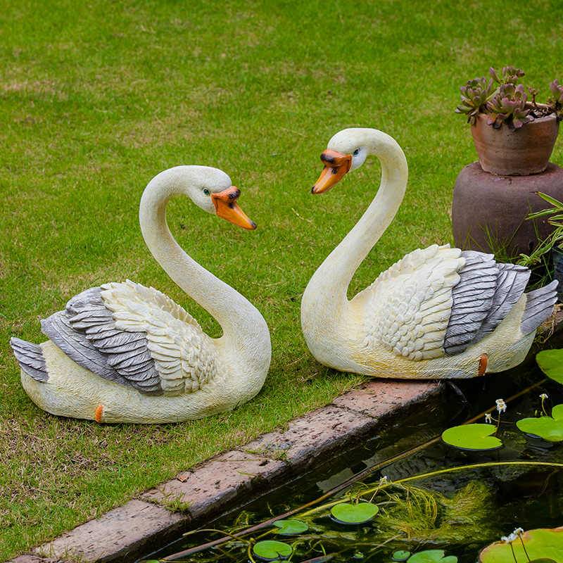 Garden Decoration Villa Garden Outdoor Pond, Garden Garden Landscape Decoration Animal simulation Swan -sculpture Swing