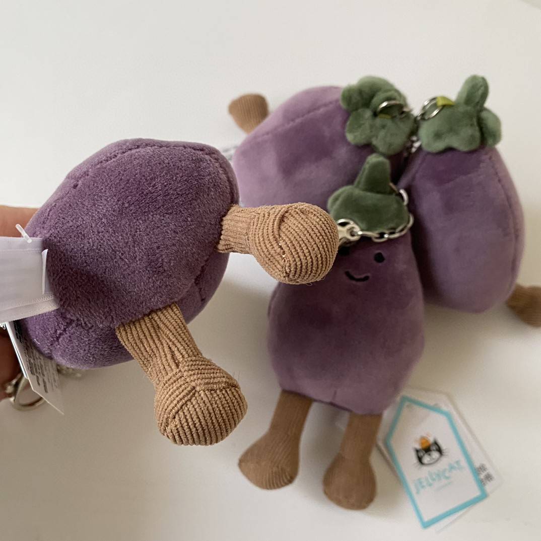 1.1 JC eggplant pendant keychain bag is decorated with plush toys cute doll