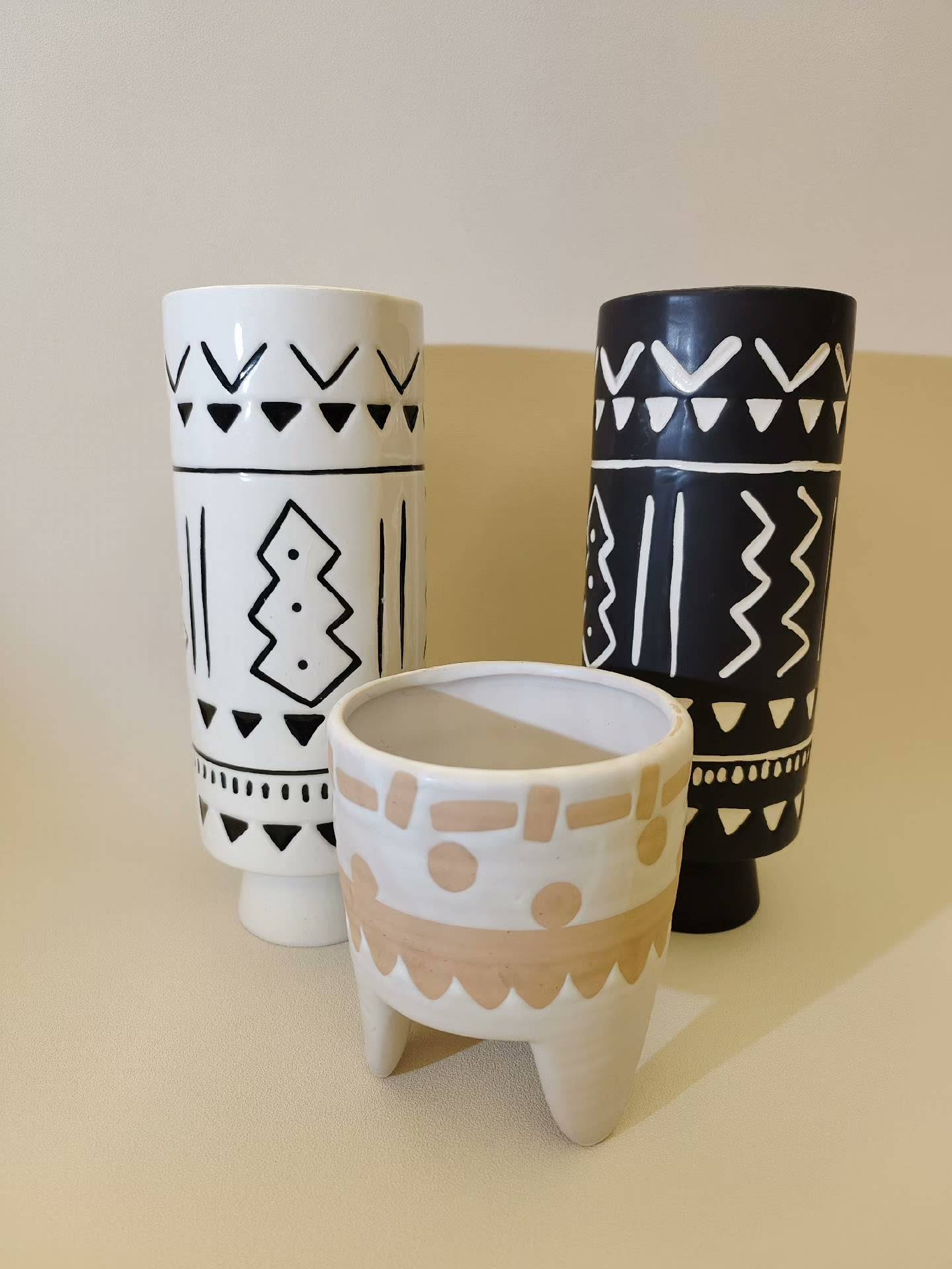 Exit European and American tail single · ceramic three -dimensional geometric pattern flower vase flower pot home ornaments