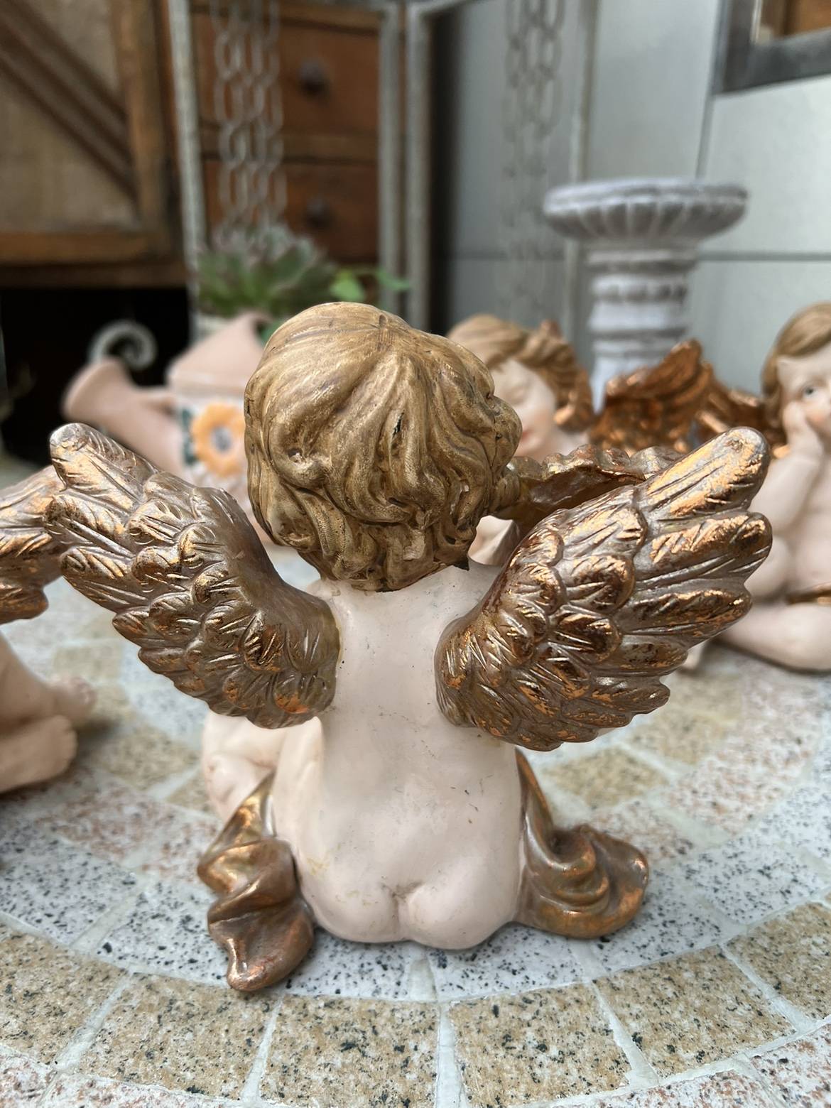 Exquisite Angel Golden Rose Gold Vintage Retro Angels Swing European Furnishing Gifts Rural Villa