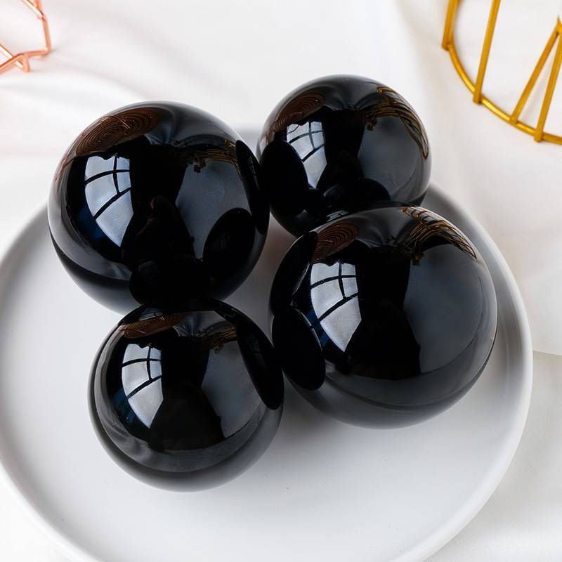 Factory direct selling natural obsidian ornaments Crystal rough with black crystal ball manufacturers special offer