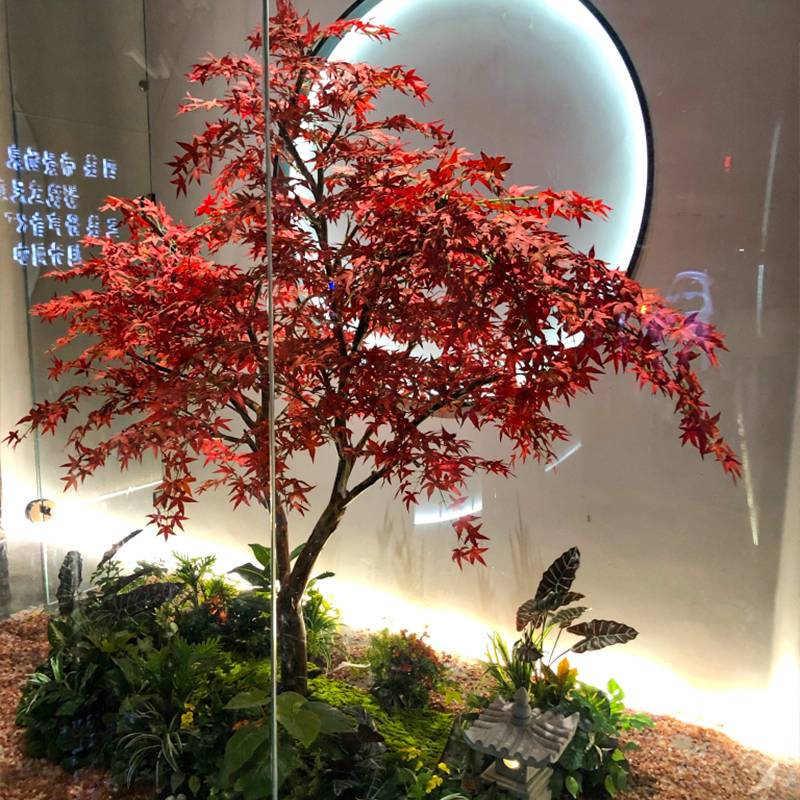Simulation Red maple tree large -scale Japanese -style dead landscape landscape decoration fake tree chicken feet indoor and outdoor green plant landscape ornaments