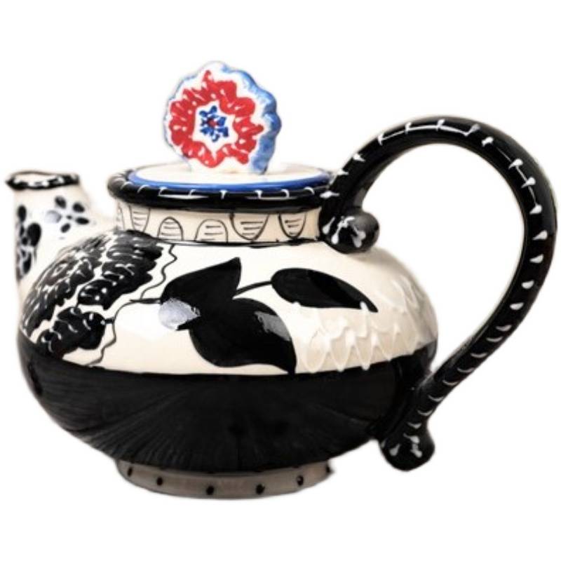 Ceramics hand -painted stereo pattern underglaze color teapot