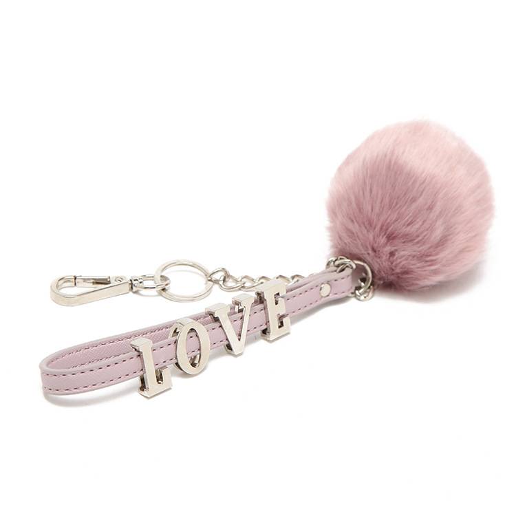 Mixed selection 10 LOVE alloy PU hair ball decoration keychain bag