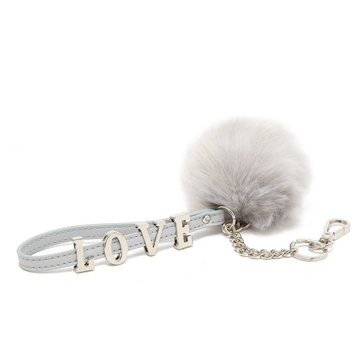 Mixed selection 10 LOVE alloy PU hair ball decoration keychain bag