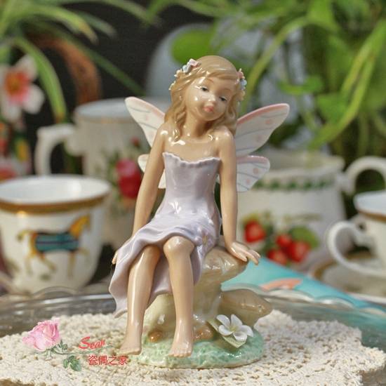 SF free shipping export ceramic flower craftsmanship gifts, flower fairy sitting mushrooms