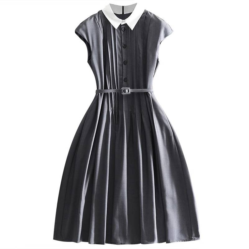 Gray waist is thin and large temperament dress