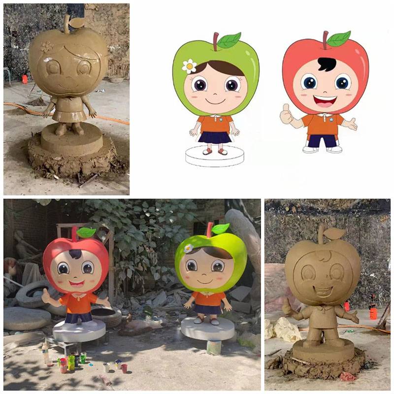 FRP cartoon sculpture custom mascot size doll anime character IP model shopping mall shop door
