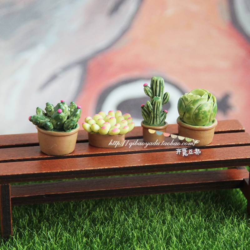 Japanese zakka grocery cute mini resin succulent plant flower pot scene decorative decoration recommendation