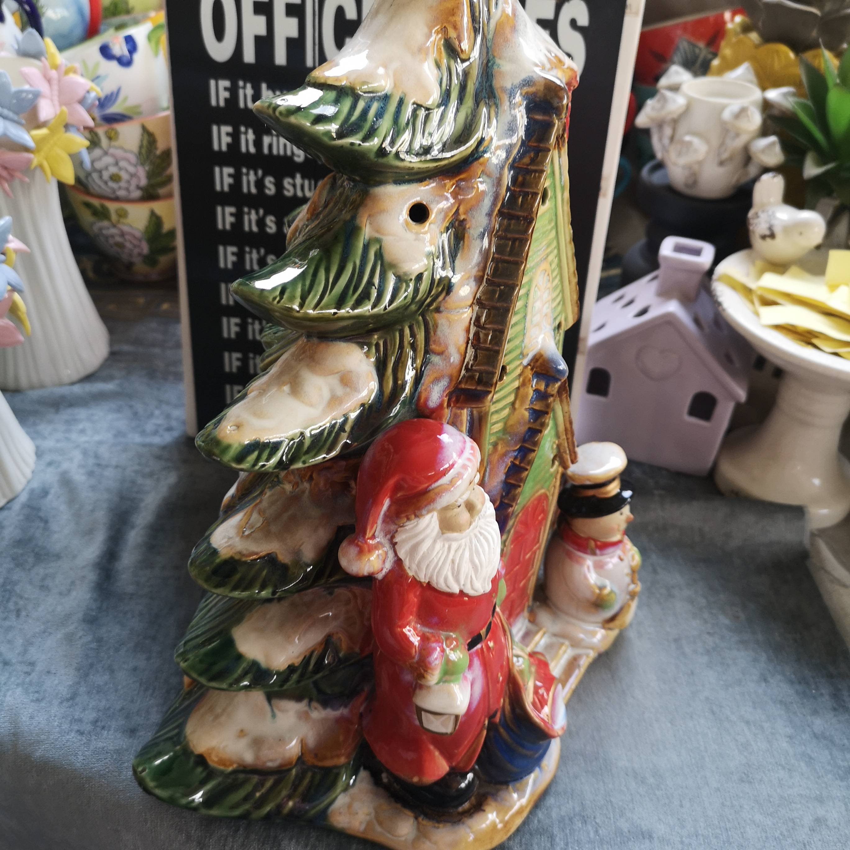 "Ink Porcelain" porcelain craft ceramic kiln changes Christmas tree Santa Santa decoration Christmas decoration