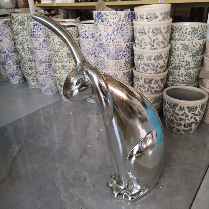 "Ink Porcelain" porcelain crafts ceramic silver rabbit decoration decoration