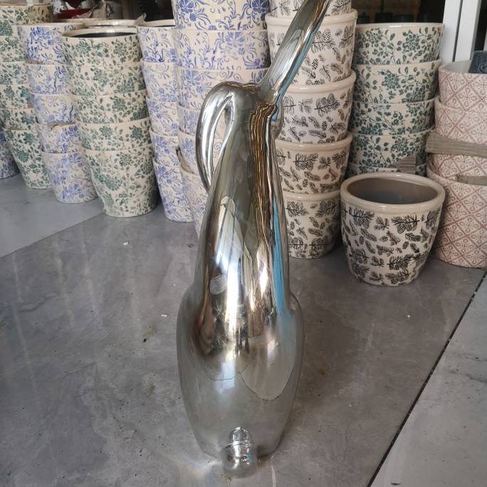 "Ink Porcelain" porcelain crafts ceramic silver rabbit decoration decoration