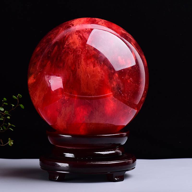 Natural red crystal ball cinnabar ball home decoration