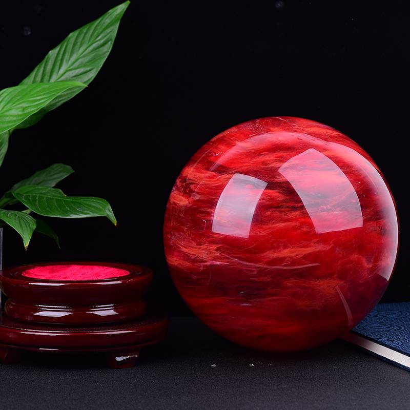 Natural red crystal ball cinnabar ball home decoration