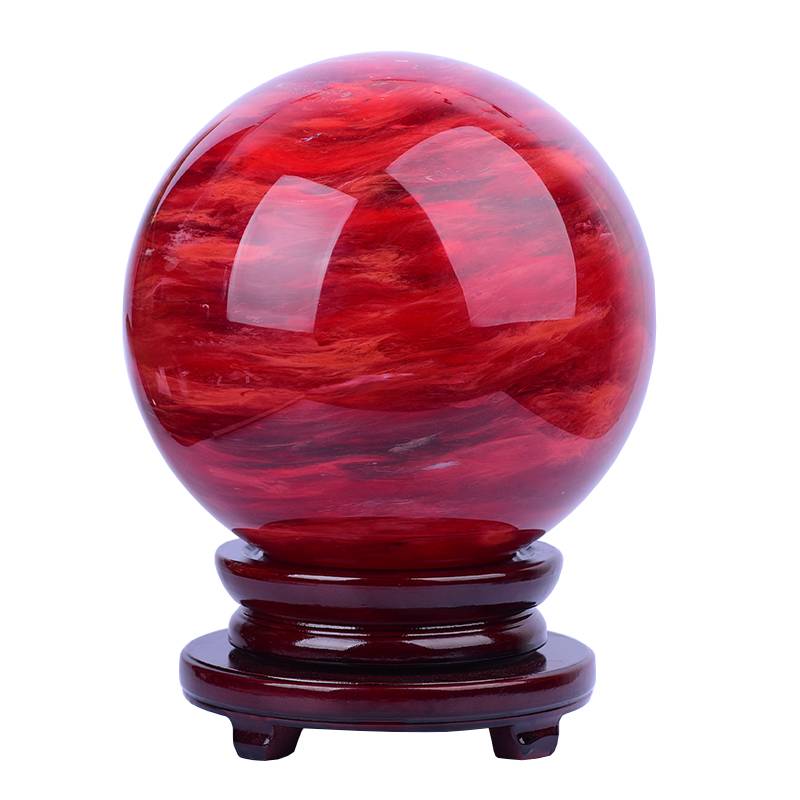 Natural red crystal ball cinnabar ball home decoration