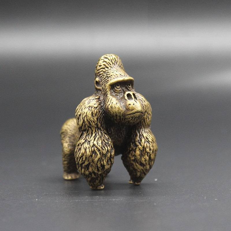 Seiko solid bronze gorilla small decoration copper art copper pet monkey copper handle