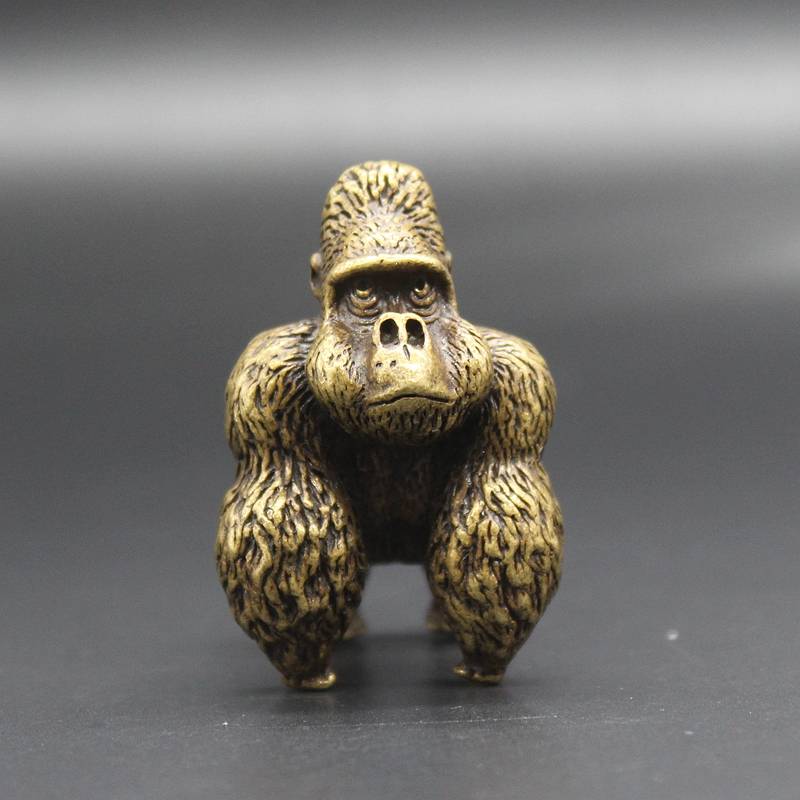 Seiko solid bronze gorilla small decoration copper art copper pet monkey copper handle
