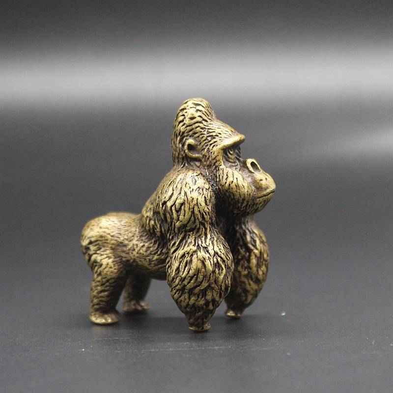 Seiko solid bronze gorilla small decoration copper art copper pet monkey copper handle